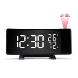 Three-color Projection Radio Alarm Clock USB Digital Alarm Clock Thermometer & Hygrometer, Three-color Projection