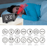 Three-color Projection Radio Alarm Clock USB Digital Alarm Clock Thermometer & Hygrometer, Three-color Projection