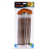 ZHU TING 9 PCS / Set Wooden Pole Fan-Shaped Nylon Hair Paintbrush Gouache Watercolor Acrylic Oil Painting Fishtail, Watercolor Oil Painting