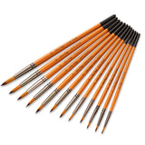 ZHU TING 12 PCS / Set Short Wooden Pole Nylon Hair Watercolor Hook Line Brush Nail Oil Painting Stroke Brush, Watercolor Hook Line Brush