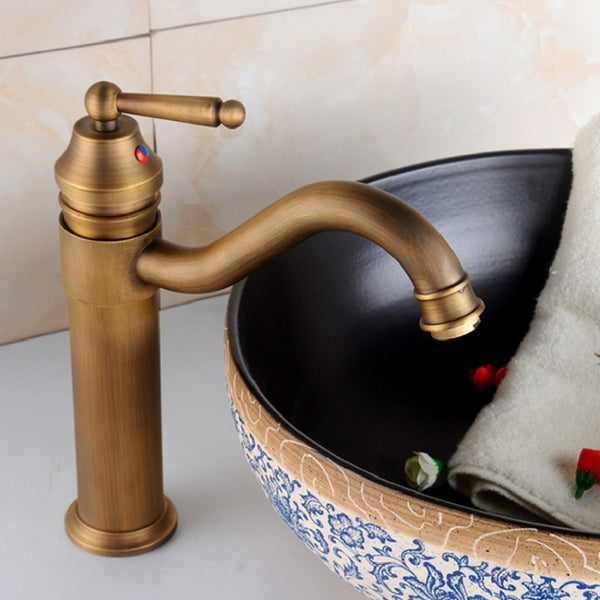 Single Hole Seated Copper Faucet Antique Basin Faucet, Single Hole Seated Copper Faucet