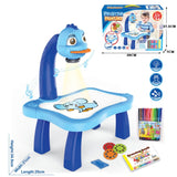 Smart Children Projection Painting Board Multifunctional Drawing Table Toy Set, Blue, Pink