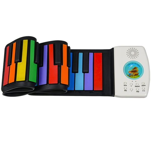 HUA008-49 49-Key Hand-Rolled Foldable Piano Children Color Piano, 49-Key