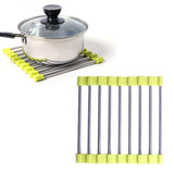 MS-202 Home Kitchen Stainless Steel Non-Slip Anti-Scalding Placemat Folding Heat Insulation Pot Mat, Color Random Delivery, MS-202 Random Color