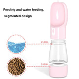 Pet Dual-purpose Accompanying Cup Segmented Water And Food Integrated Pet Cup Portable Waterer, Silver Grey, Pink, Grass Green, Ice Lake Blue