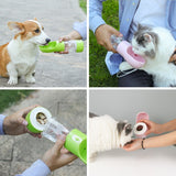 Pet Dual-purpose Accompanying Cup Segmented Water And Food Integrated Pet Cup Portable Waterer, Silver Grey, Pink, Grass Green, Ice Lake Blue