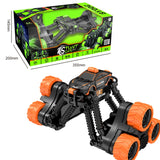 Remote Control Off-Road Tumbling Stunt Car Climbing Telescopic Deformation Toy Remote Control Car, Black Orange, Black Green