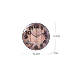 Simple Retro Imitation Wood Grain Three-dimensional Digital Round Wall Clock, Retro Imitation Wood Wall Clock