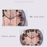 Simple Retro Imitation Wood Grain Three-dimensional Digital Round Wall Clock, Retro Imitation Wood Wall Clock