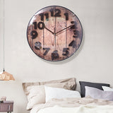 Simple Retro Imitation Wood Grain Three-dimensional Digital Round Wall Clock, Retro Imitation Wood Wall Clock