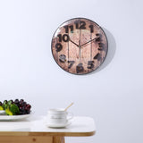 Simple Retro Imitation Wood Grain Three-dimensional Digital Round Wall Clock, Retro Imitation Wood Wall Clock