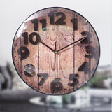 Simple Retro Imitation Wood Grain Three-dimensional Digital Round Wall Clock, Retro Imitation Wood Wall Clock