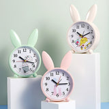 Simple Cartoon Rabbit Alarm Clock Ornaments Bedroom Decoration Bedside Mute Sweeping Small Alarm Clock, Color And Style Random Deilvery, Rabbit Alarm Clock