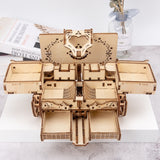 Wooden Machinery Antique Box DIY Gift Gear Rotating Model 3D Assembly Puzzle Educational Toy, Wooden Machinery Antique Box