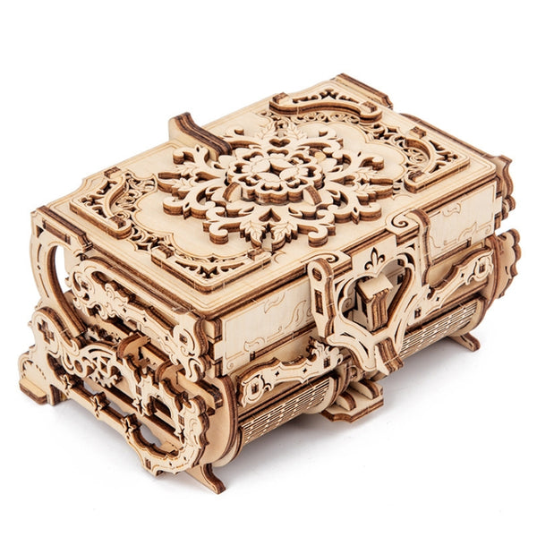 Wooden Machinery Antique Box DIY Gift Gear Rotating Model 3D Assembly Puzzle Educational Toy, Wooden Machinery Antique Box