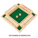 Four-Sided Digital Flop Game Party Interaction Children Educational Leisure Board Game Adult Decompression Wooden Toys, Green, Brown