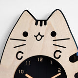 Wooden Cartoon Clocks Home Decoration Living Room Cat Wagging Tail Swinging Wall Clock, Cat Wagging Tail Wooden Clock