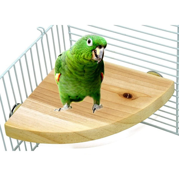 Parrot Log Fan-Shaped Platform Station Board Hamster Springboard Rest Platform, 10x10cm, 13x13cm, 17x17cm