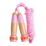 Wooden Children Skipping Rope Kindergarten Pupils Beginners Adjustable Skipping Rope, Length: 2.7m, Dark Blue, Pink, Blue, White