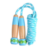 Wooden Children Skipping Rope Kindergarten Pupils Beginners Adjustable Skipping Rope, Length: 2.7m, Dark Blue, Pink, Blue, White