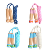 Wooden Children Skipping Rope Kindergarten Pupils Beginners Adjustable Skipping Rope, Length: 2.7m, Dark Blue, Pink, Blue, White