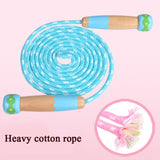 Wooden Children Skipping Rope Kindergarten Pupils Beginners Adjustable Skipping Rope, Length: 2.7m, Dark Blue, Pink, Blue, White