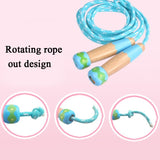 Wooden Children Skipping Rope Kindergarten Pupils Beginners Adjustable Skipping Rope, Length: 2.7m, Dark Blue, Pink, Blue, White