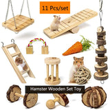 MT0018 Hamster Seesaw Climbing Ladder Gnawing Teeth String Wooden Set Toy, 11 PCS/Set Hamster Seesaw