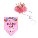 Pet Birthday Suit Pearl Crown Hat Triangle Scarf Combination Birthday Dress Up Pet Supplies, Balloon Pink, Balloon Blue, Color Tape Pink, Color Tape Blue