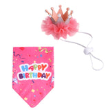 Pet Birthday Suit Pearl Crown Hat Triangle Scarf Combination Birthday Dress Up Pet Supplies, Balloon Pink, Balloon Blue, Color Tape Pink, Color Tape Blue