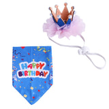 Pet Birthday Suit Pearl Crown Hat Triangle Scarf Combination Birthday Dress Up Pet Supplies, Balloon Pink, Balloon Blue, Color Tape Pink, Color Tape Blue