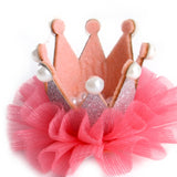 Pet Birthday Suit Pearl Crown Hat Triangle Scarf Combination Birthday Dress Up Pet Supplies, Balloon Pink, Balloon Blue, Color Tape Pink, Color Tape Blue