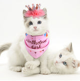 Pet Birthday Suit Pearl Crown Hat Triangle Scarf Combination Birthday Dress Up Pet Supplies, Balloon Pink, Balloon Blue, Color Tape Pink, Color Tape Blue