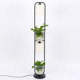 Modern Decoration Plant Flower Floor Lamp Fabric Lampshade Glass Study Stand Floor Light, US Plug