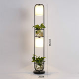 Modern Decoration Plant Flower Floor Lamp Fabric Lampshade Glass Study Stand Floor Light, US Plug