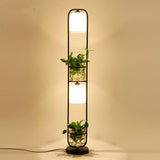 Modern Decoration Plant Flower Floor Lamp Fabric Lampshade Glass Study Stand Floor Light, US Plug