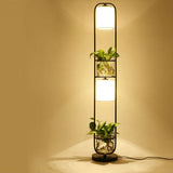 Modern Decoration Plant Flower Floor Lamp Fabric Lampshade Glass Study Stand Floor Light, US Plug