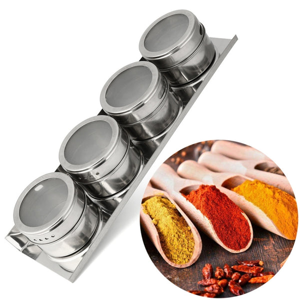 Stainless Steel Magnetic Kitchen Seasoning Cruet Set, Stainless Steel Seasoning Cruet Set