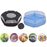 Folded Small Pet Fence Outdoor Workout Game Crawling Small Animal Tent, Specification：, With Cover and Side Cloth (Black), With Cover and Side Cloth (Blue), With Side Cloth (Black), With Side Cloth (Blue)