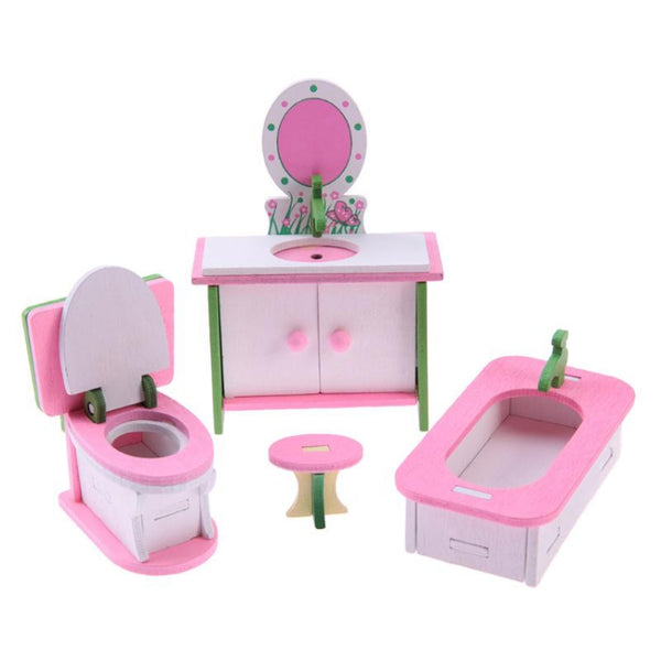 Simulation Miniature Wooden Furniture Kids Toys Doll House Set