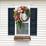 Garden Farmhouse Front Hanging Simulation Flower Ring Wreath Door Hanger, Flower Ring Wreath Door Hanger