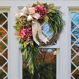 Garden Farmhouse Front Hanging Simulation Flower Ring Wreath Door Hanger, Flower Ring Wreath Door Hanger