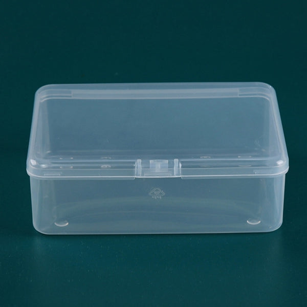 PP Rectangular Transparent Plastic Box Flip Cover Parts Hardware Tool Storage Box, 6 PCS