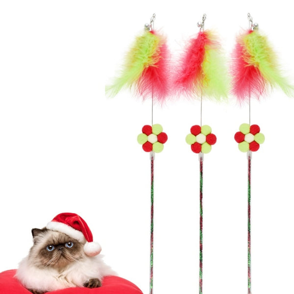 3 PCS Steel Wire Feather Long Pole Funny Cat Stick, 3 PCS Steel Wire Feather Cat Toy