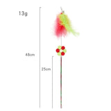 3 PCS Steel Wire Feather Long Pole Funny Cat Stick, 3 PCS Steel Wire Feather Cat Toy