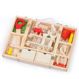 Wooden Carpenter Tool Set Maintenance Box Wooden Educational Toy for Children, Wooden Carpenter Tool Set