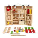 Wooden Carpenter Tool Set Maintenance Box Wooden Educational Toy for Children, Wooden Carpenter Tool Set