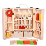 Wooden Carpenter Tool Set Maintenance Box Wooden Educational Toy for Children, Wooden Carpenter Tool Set