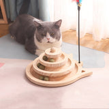 MZP01 Solid Wood Turntable Cat Toys Durable Funny Cat Stick Scratcher, Specification:, Double-layer Small, Three-layer Large, Two-layer Scratching Post, Mint Balls 2-layer Turntable, Mint Balls 3-layer Turntable, Mint Balls Pillar Turntable