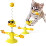 THN-06 Suction Cup Windmill Turntable Funny Cat Rod Spring Cat Toys, Yellow, Pink